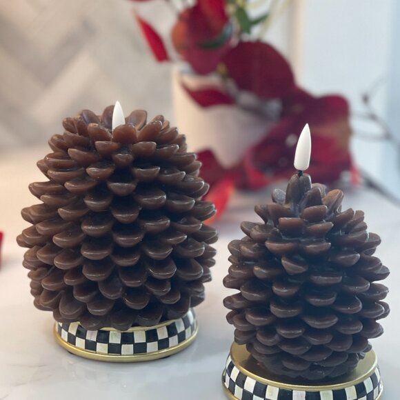 MacKenzie Childs Pinecone Flameless Candles (set of 2) - Picture 13 of 14